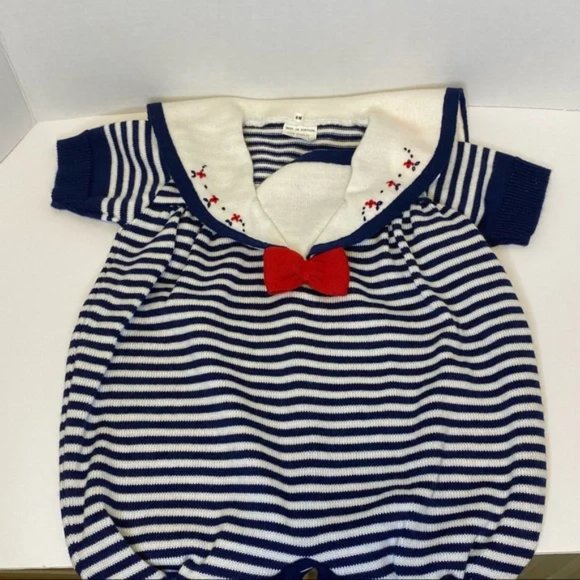 Miel Baby Sailor’s Outfit Navy and White Size 6 months Made in Portugal NWT - Picture 1 of 7